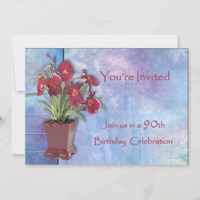 Invitation Orchidées et anniversaire d'aquarelle (Devant)