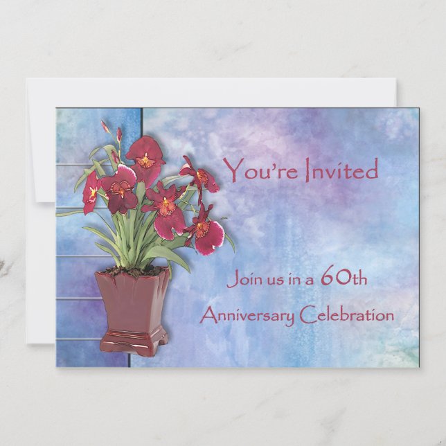Invitation Orchidées et aquarelle 60e anniversaire (Devant)