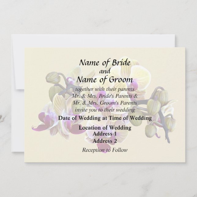 Invitation Orchidées Pale Yellow et Magenta Phalaenopsis (Devant)