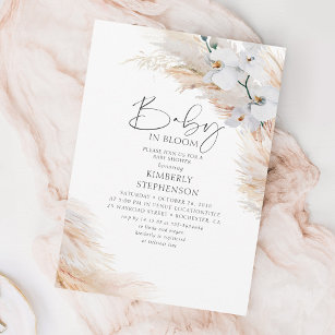 Invitation Orchidées Pampas Grass Baby in Bloom Baby shower