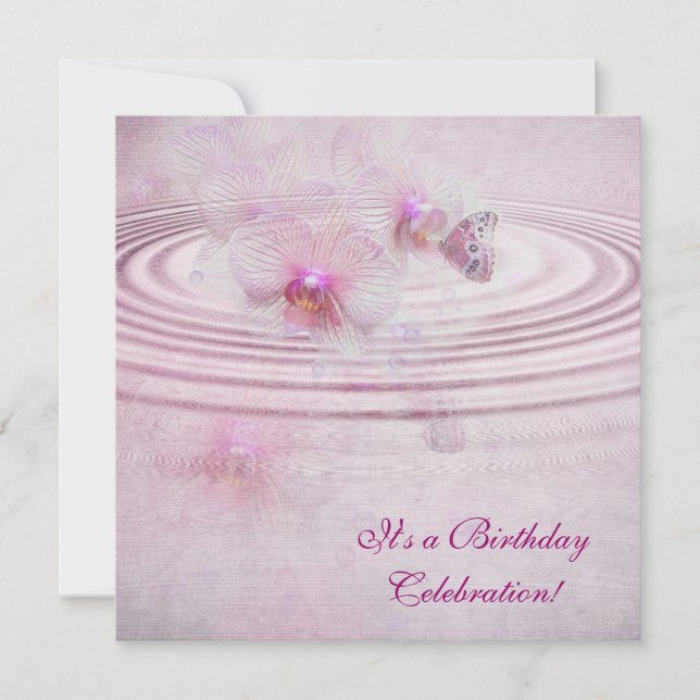 Invitation Orchidées roses avec papillon (Devant)