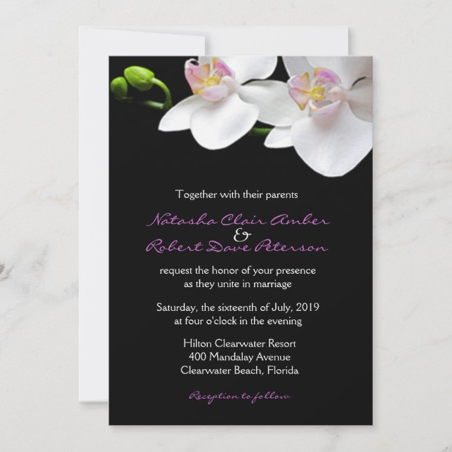 Invitation Orchidées roses blanches sur mariage/en toute occa (Devant)