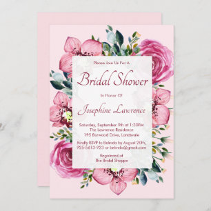Invitation Orchidées roses et Fête des mariées Rose d'aquarel