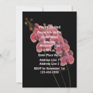 Invitation Orchidées Roses Sur Fête Florale Noire
