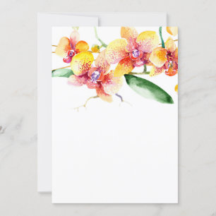 Invitation Orchidées rouge et jaune Mariage blanc