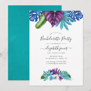 Invitation Orchidées Tropicales Bachelorette géométrique