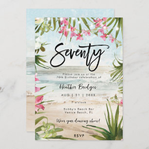 Invitation Orchidées tropicales de plage 70e anniversaire