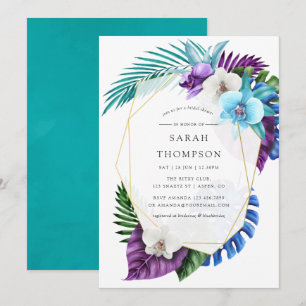 Invitation Orchidées tropicales Fête des mariées géométrique
