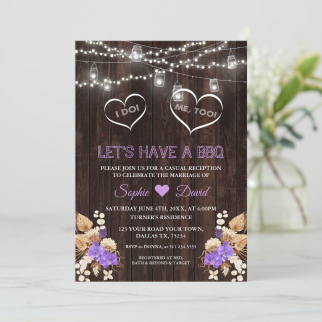 Invitation Orchidées violettes Pampas Grass Lunaria Grange I  (Debout devant)