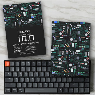 Invitation Ordinateur Circuit Board Enfants Robotique Anniver