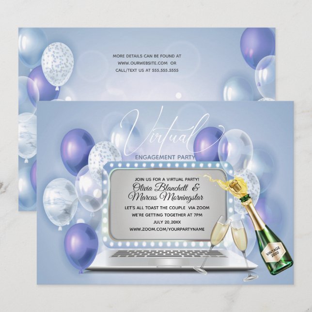 Invitation Ordinateur portable de célébration de Fiançailles  (Devant / Derrière)