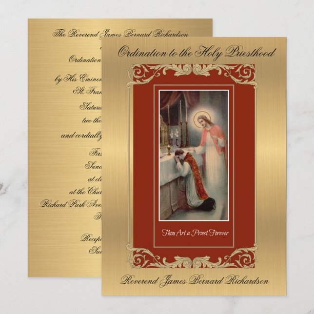Invitation Ordination catholique à la Sainte Prêtr (Devant / Derrière)
