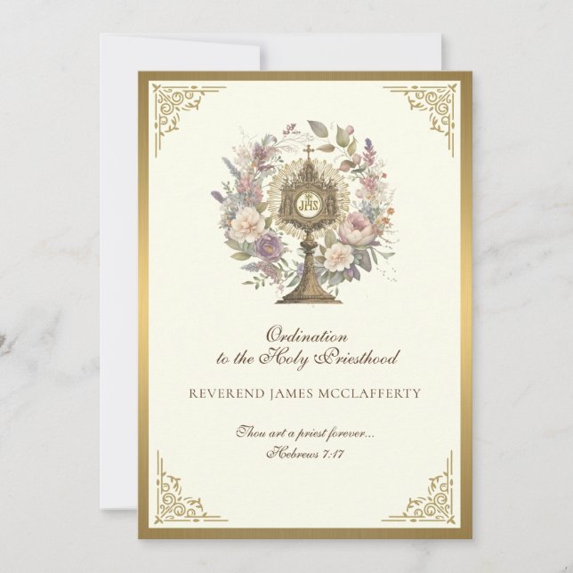 Invitation Ordination catholique à la Sainte Prêtr (Devant)
