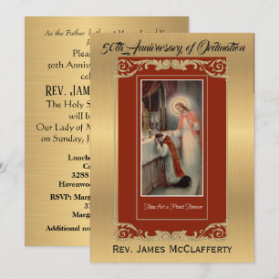 Invitation Ordination catholique Anniversaire d'or