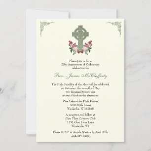 Invitation Ordination du prêtre Anniversaire Croix celtique R