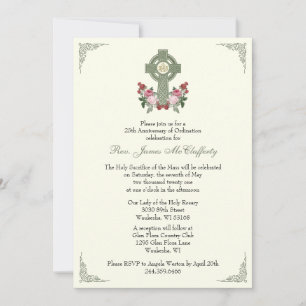 Invitation Ordination du prêtre Anniversaire Croix celtique R