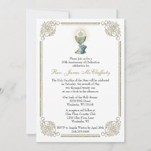 Invitation Ordination du prêtre catholique Anniversaire de l'