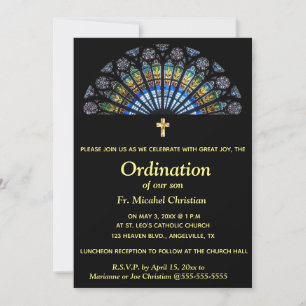 Invitation Ordination modifiable Événement Religieux Verre Ti