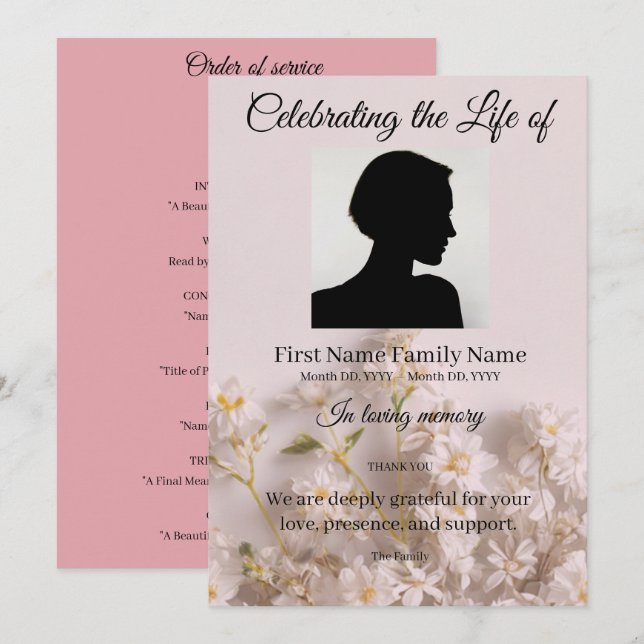 Invitation Ordre de service de fleur sauvage (Devant / Derrière)