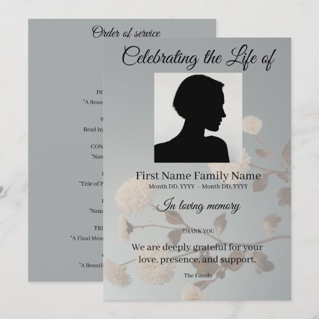 Invitation Ordre de service de la fleur de minuit (Devant / Derrière)