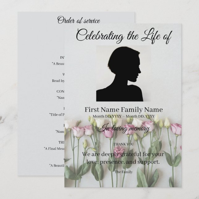 Invitation Ordre de service des roses (Devant / Derrière)