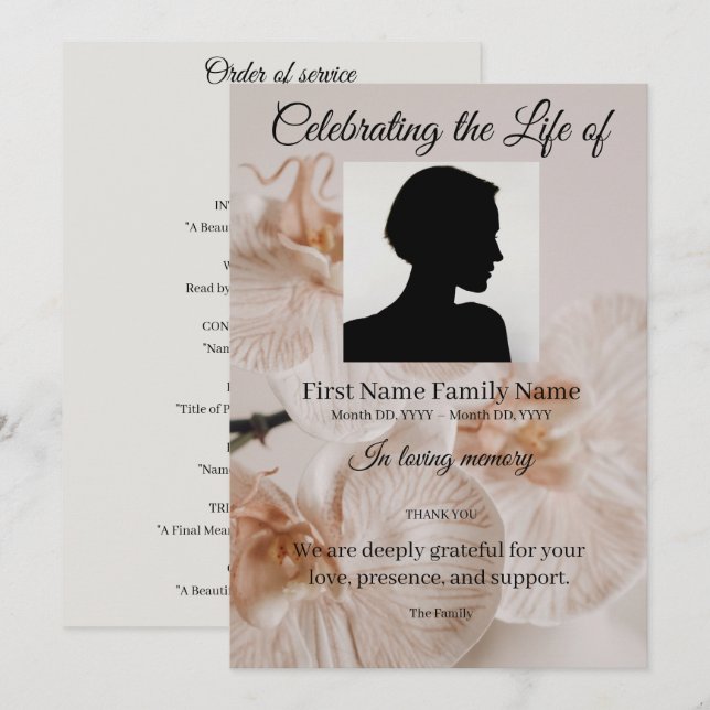 Invitation ordre de service orchidée (Devant / Derrière)