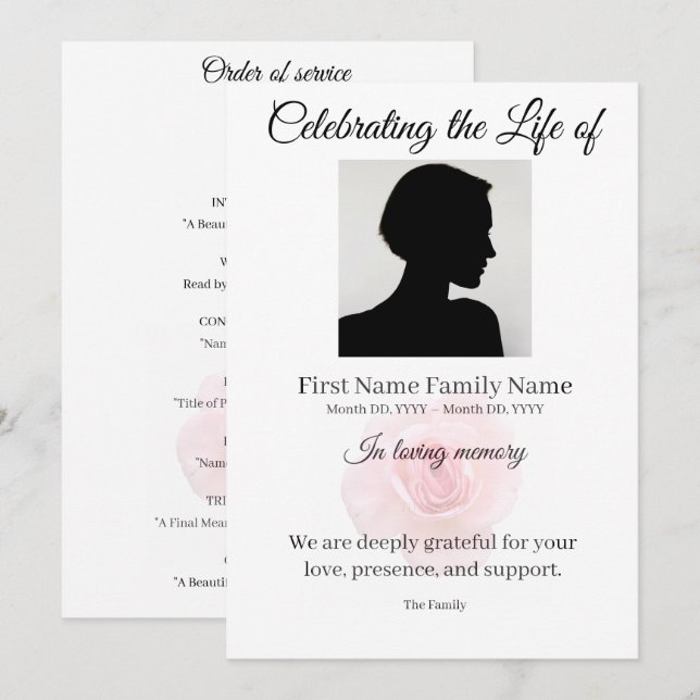 Invitation Ordre de service rose (Devant / Derrière)