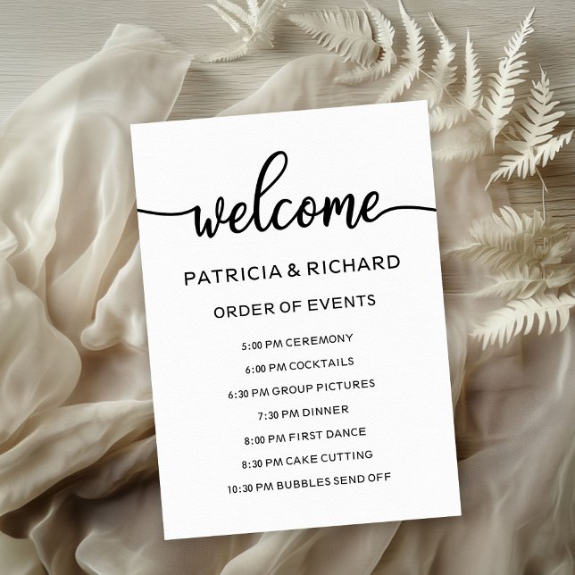 Invitation Ordre des événements de mariage Calendrier Horaire (Créateur téléchargé)