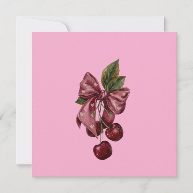 Invitation Oreiller lombaire à ruban rose Coquette Cherry (Devant)