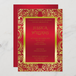 Invitation Orfèvres or décorés & Ruby Red Anniversaire