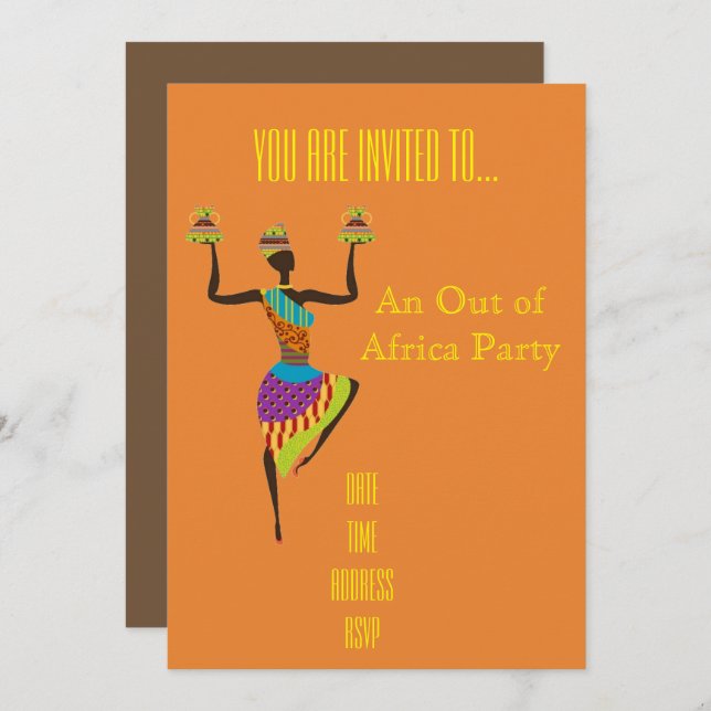 Invitation Orienté africain hors de la partie de l'Afrique (Devant / Derrière)