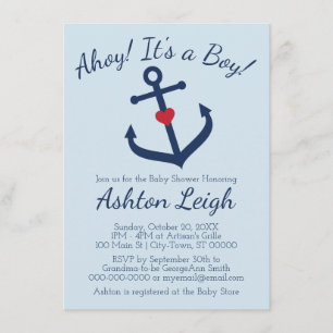 Invitation orientée nautique de baby shower de