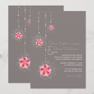 Invitation Origami rose suspensif lumières de l'ornement Mari