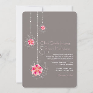 Invitation Origami rose suspensif lumières de l'ornement Mari