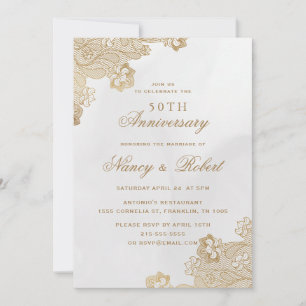 Invitation Ornat de dentelle d'or 50e anniversaire de Mariage