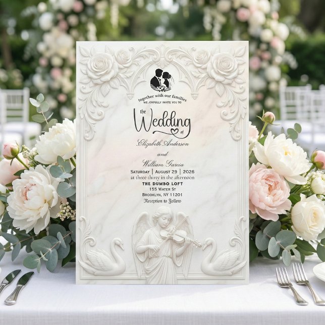 Invitation Ornate Baroque Angel & Swan Cameo Art Wedding  (Créateur téléchargé)
