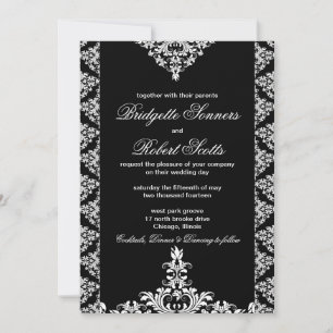 Invitation Ornate Black Mariage damassé