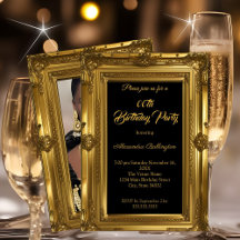 Ornate Elegant Photo Anniversaire Party Gold
