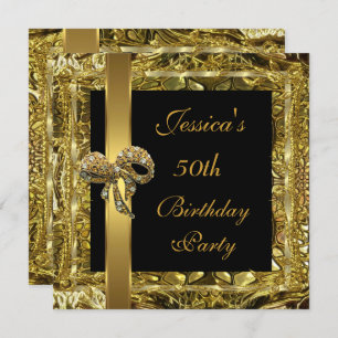 Invitation Ornate Gold Black 50e anniversaire Elégant Invitat