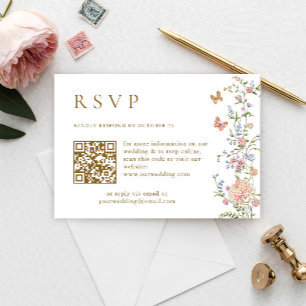 Invitation Ornate Grace Pastel rose QR code Wedding RSVP