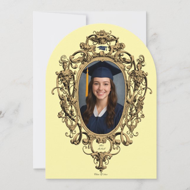 Invitation Ornate Rococo Cartouche Photo Template Graduation (Devant)
