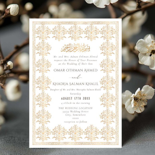 Invitation Ornate Romantic Vintage Gold Islamic Wedding (Créateur téléchargé)