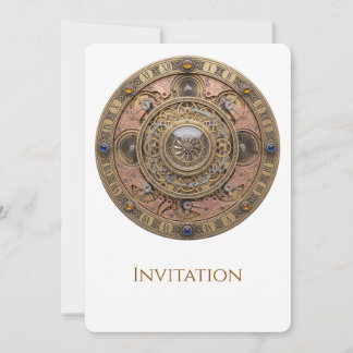 Invitation Ornate Steampunk Clockwork Mandala with Brass Gear