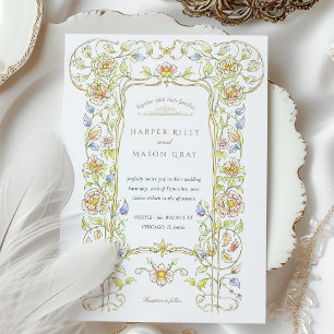 Invitation Ornate Vintage Floral Scrollwork Jardin Mariage