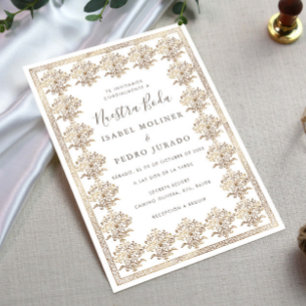 Invitation Orné Romantique Vintage Or Notre Mariage Mariage