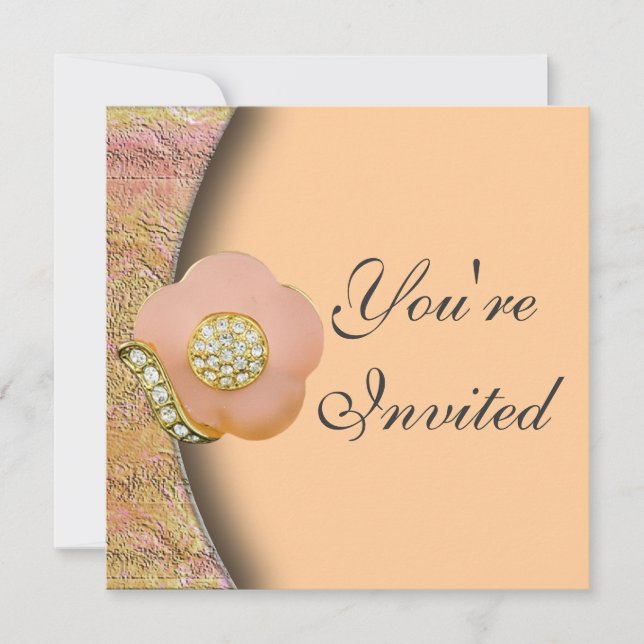 Invitation ornée de bijoux de partie de fleur de (Devant)