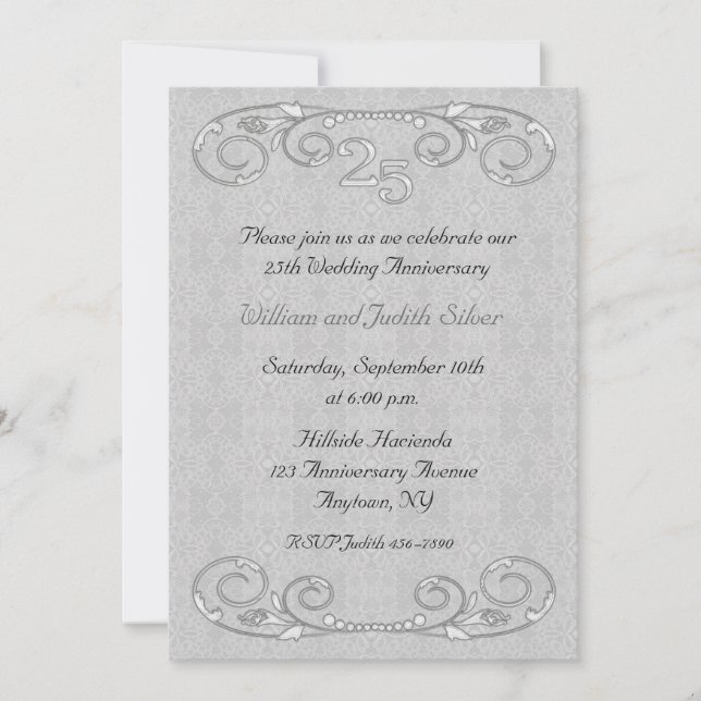 Invitation ornée pour les 25 ans (Devant)