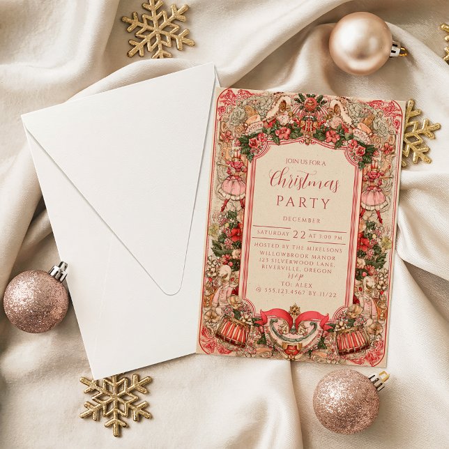Invitation Ornement Botanique Élégant de Noël (Créateur téléchargé)