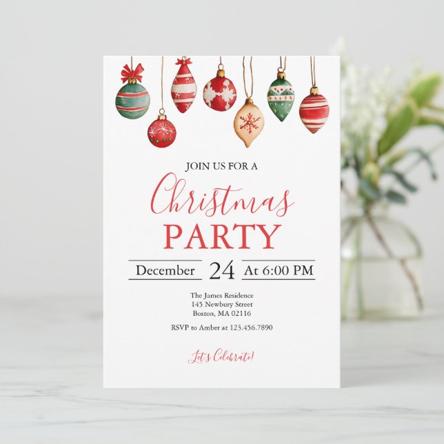Invitation Ornement de Boule de Noël Fête (Debout devant)