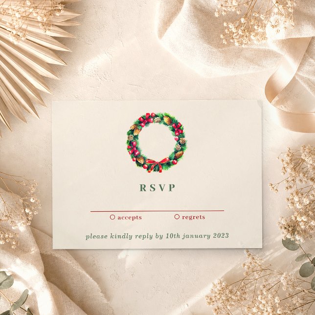 Invitation Ornement de Noël d'hiver rouge | Répondez aimablem (Créateur téléchargé)